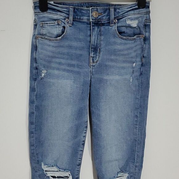 American Eagle super stretch 28x33 size 4 high rise skinny jeans - Picture 2 of 8
